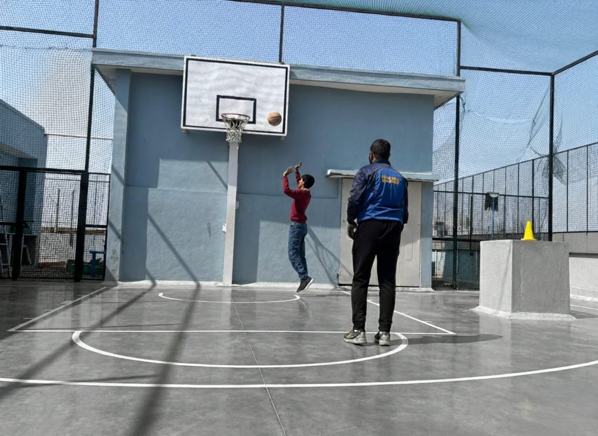 Child playing basketball